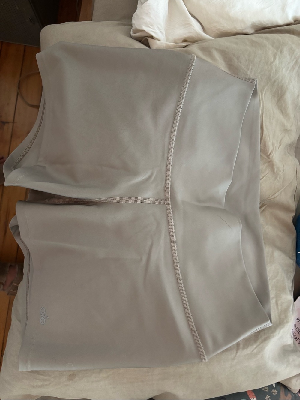 ALO Yoga Sculpt High-Waist Bike Shorts in Light Taupe